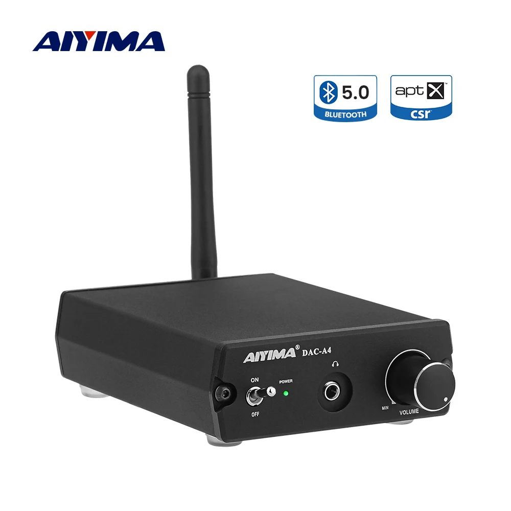 AIYIMA ES9038 Decoder DAC CSR8675 Bluetooth APTX HD LDAC Stereo Headphone Amplifier 24Bit 96KHz Input USB Coaxial RCA AUX Output
