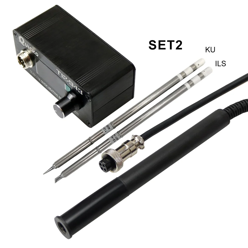 Quicko T12-943 мини OLED цифровая паяльная станция T12-P9 черной пластиковой ручкой с наконечниками для паяльника инструмент для сварки