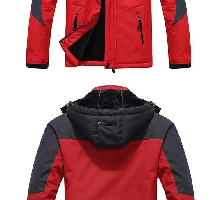 Роскошная зимняя куртка мужская 5XL 6XL Толстая теплая парка пальто водонепроницаемая горная Куртка Карманы с капюшоном флисовая куртка ветровка