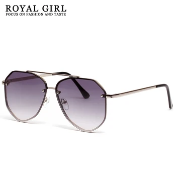 

ROYAL GIRL 2020 New Color Retro Frog Mirror Ladies Metal Large Frame Glasses Brand Designer Marine Lens Sunglasses UV400 ss392