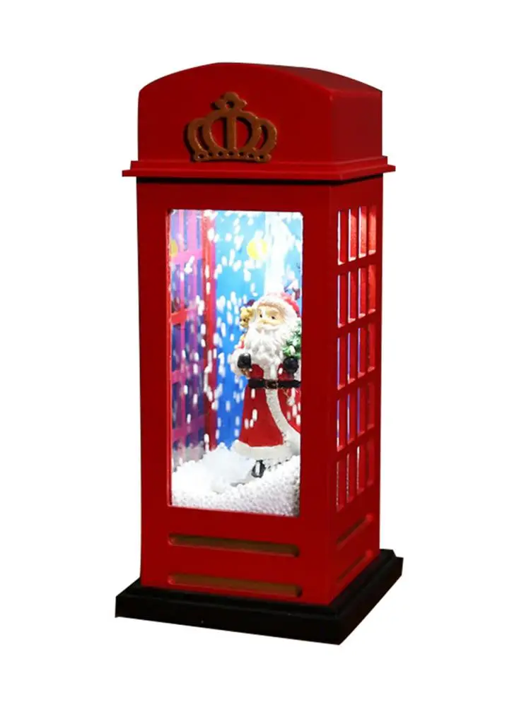 

Lighted Phone Booth Glowing With Music Snow Battery & USB Powered Santa Claus Night Light For Home Shopping Mall Decoration