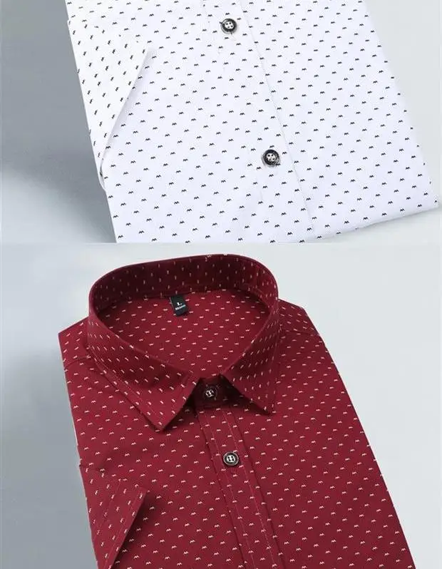 Male Shirts Summer Shirt Men Plus Size Printed Casual Short-Sleeved Tops Slim Fit Shirt White Modis Clothing Camisa Masculina