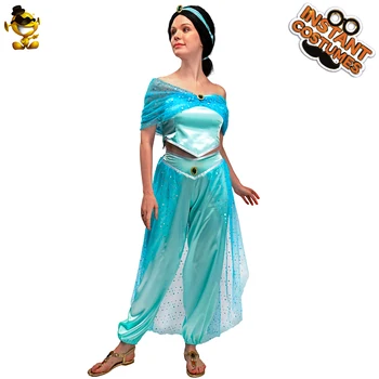 

Arabian Princess Aladdin Costume Dress up Halloween Sequined Jasmine Adult Women Arabian Princess Dress Costume