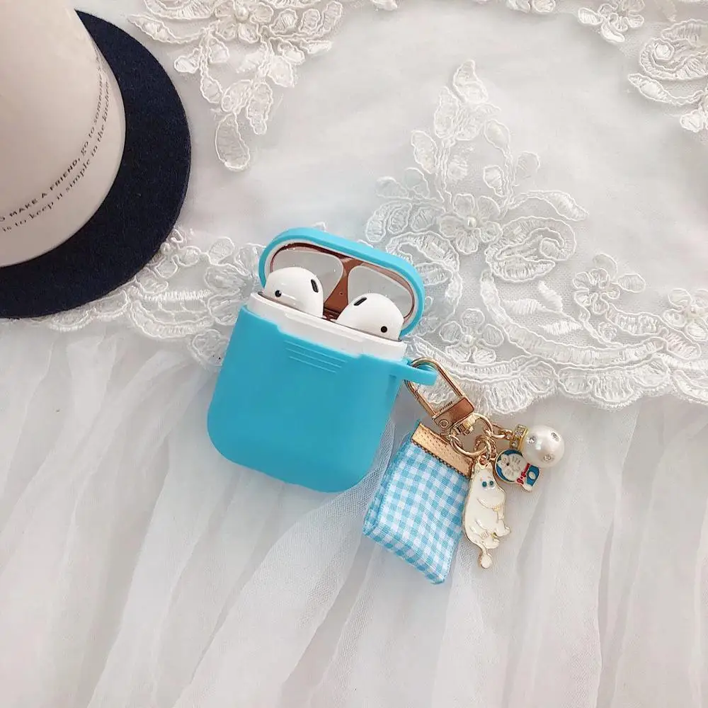 Для AirPods чехол, роскошный подвесной орнамент с кольцом для ключей, Мультяшные аксессуары, силиконовый чехол, беспроводная Крышка для наушников для Airp ods 2 - Цвет: A4