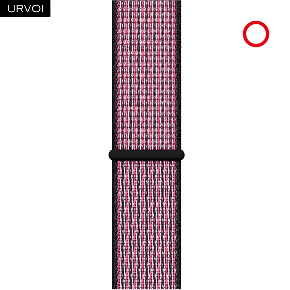 Спортивная петля URVOI для apple watch series 5 4 3 2 1 ремешок для iWatch band для NIKE+ двухслойный светоотражающий крючок и петля - Цвет ремешка: N Pink B T Berry