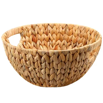 

Natural Straw-Weaved Disk Fruit Storage Basket Snack Melon Seed Tray Table Sundry Basket Fruit Basket Desktop Storage Tray