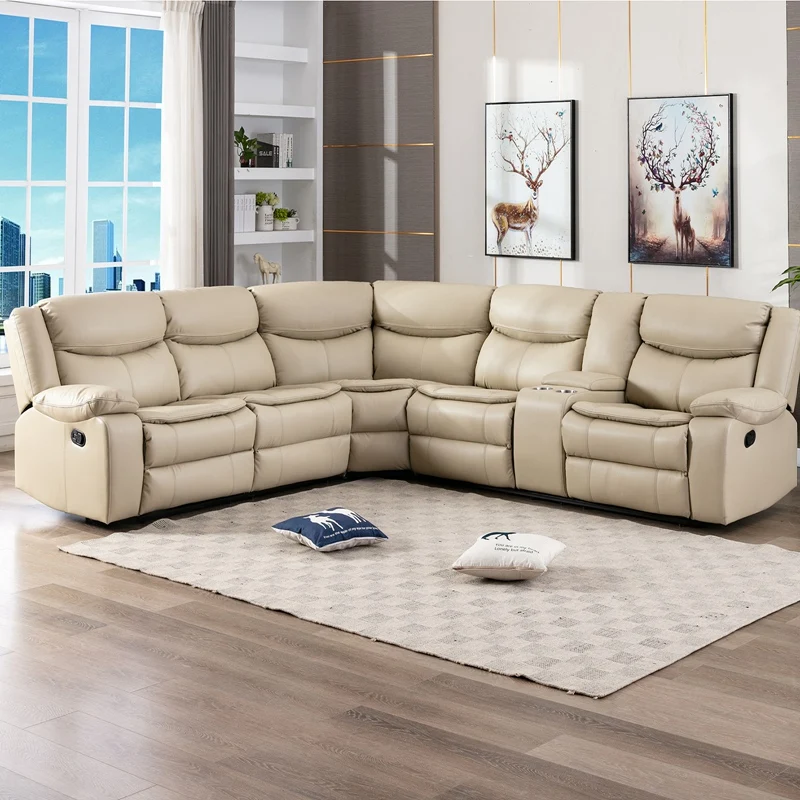 Manual Reclining Sectional Sofa Set Functional Office Home Living Room Bedroom Furniture Classic Reclining Sofa Chair