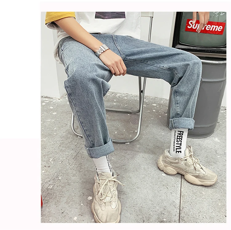 LAPPSTER мужские корейские модные прямые джинсы шаровары джинсовые мужские джинсы в стиле хип-хоп винтажные джинсы с высокой талией Повседневная Дизайнерская одежда