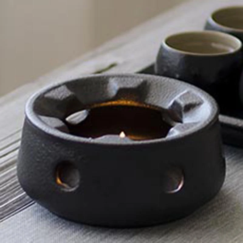 Японский стиль черный дзен грубая керамика чайник теплее база керамический подсвечник изоляционная база Кофе Молоко теплее аксессуары