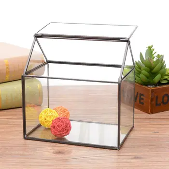 

Glass Terrarium Box Handmade House Shape Close Glass Table Top DIY Display Planter Windowsill Flower Pot Jewerly Storage Box
