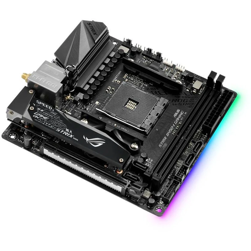 Материнская плата Asus ROG STRIX B450-I GAMING Soc-AM4 AMD B450 2xDDR4 mini-ITX AC`97 8ch(7.1) GbLAN