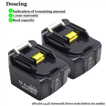 

Doscing 2Pcs/lot 14.4V 6000mAh For Makita BL1430 Replacement Rechargeable Batteries LXT200 BL1415 bl1420 194558-0 194559-8 L30
