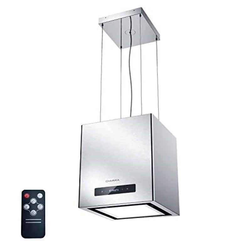 CIARRA CBCS4820 Campana Extractora Isla 40cm 550 m³/h 100W - Control Táctil y Remoto - Función de Temporización - Recirculación Interna por Filtro de Carbón CBCF003 - Acero Inoxidable Plata [Clase de eficiencia energét