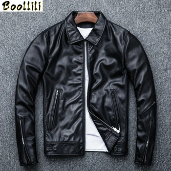 

Boollili Vintage Genuine Leather Jacket Men Wax Sheepskin Coat Spring Autumn Men's Leather Jackets Chaqueta Cuero Hombre