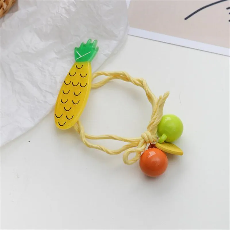 pineapple Летние милые фруктовые резинки для женщин, девушек, детей эластичные волосы резиновые ленты аксессуары галстук резинка для волос конский хвост держатель головной убор - Цвет: pineapple