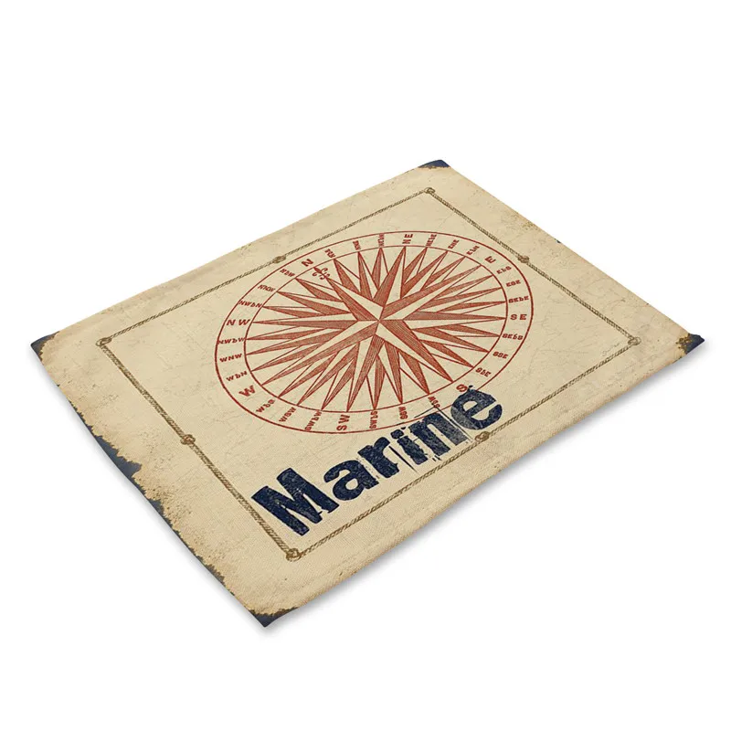 

Marine Sailboatr Pattern Placemat Western Pad Cup Mat River Snail Dining Table Mats Starfish Cotton Linen Drink Coaster