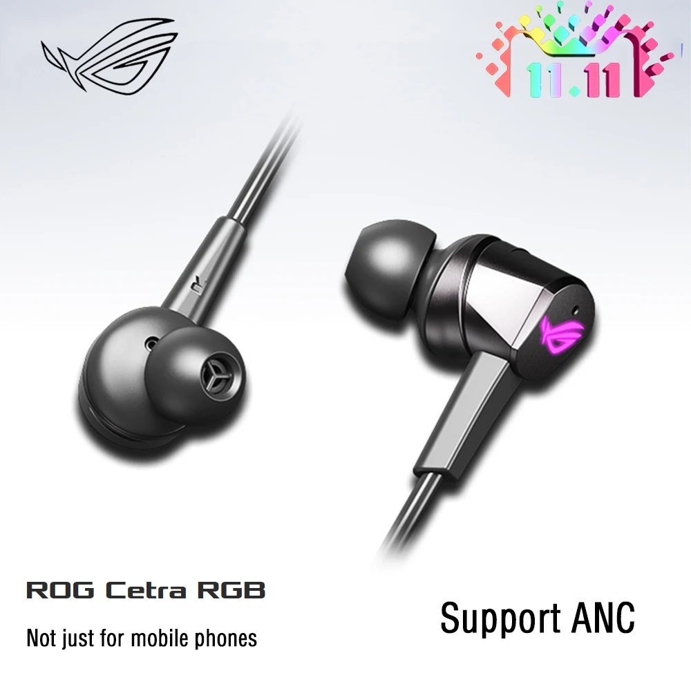 ASUS ROG Cetra RGB Gaming Phone  Accessories Earphone In-Ear 7.1 Channel ANC Active Noise Reduction For ROG Smartphone Type-c