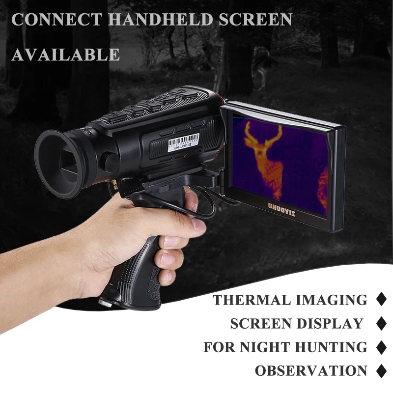 A7 Thermal Imager for Night Hunting 4X Digital Zoom Outdoor Thermographic Telescope with External Screen & Infrared Illuminator
