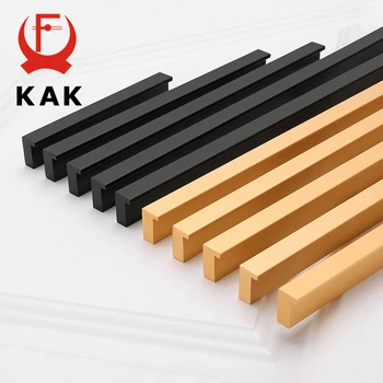 KAK American Style Black Cabinet Handles Gold T Bar Aluminum Alloy Kitchen Cupboard Pulls Drawer Knobs Furniture Handle Hardware