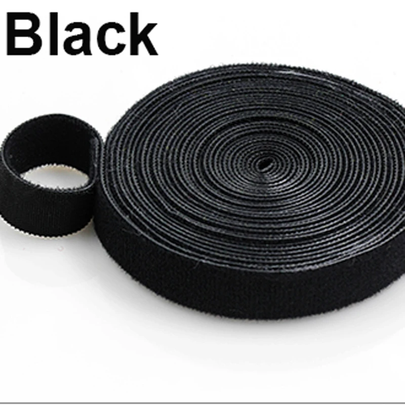 Black 1m Органайзер для кабеля красочные нейлоновые липучки провода моталки ленты хранение наушников мышь шнур зарядный кабельный провод протектор ширина 1 см - Цвет: Black 1m