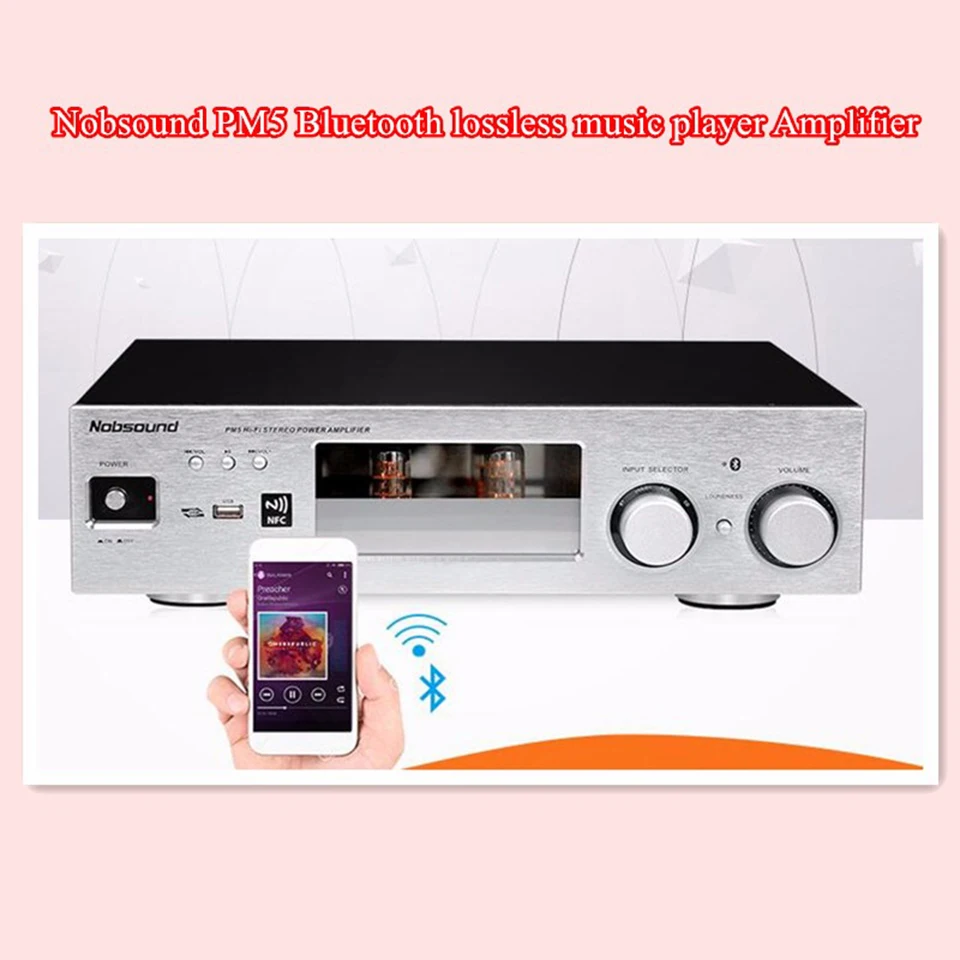 Nobsound PM5 Hi-Fi стерео усилитель мощности NFC усилитель беспроводной bluetooth-связи Поддержка USB CD DVD 80 Вт+ 80 Вт Мощность черный