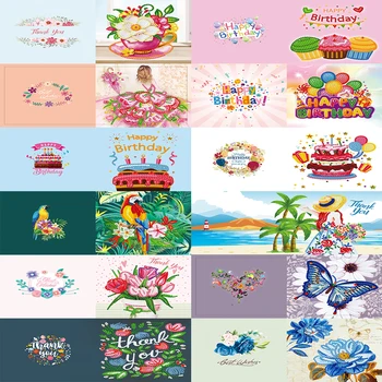 

VKTECH 12pcs DIY Diamond Painting Greeting Cards Birthday Thanks Embroidery Postcard Creative Birthday Wedding Festivals Gifts