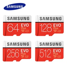 SAMSUNG EVO-tarjeta de memoria Micro SD, 256GB, 512GB, Microsd de alta velocidad, 100 MB/s, 128GB, 64G, SDXC, grado C10, UHS, TF, SD