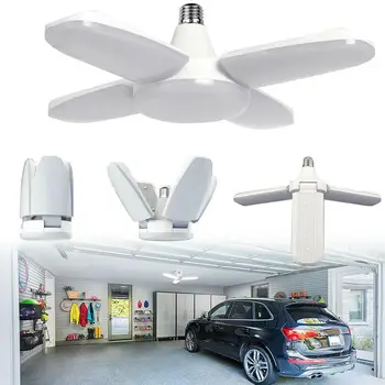 

2/3/4/5 Blade Color/Warm Color Folding LED Garage Light Bulb Fan Shape Ceiling 30-60W Home Room Workshop Cafe Energy Saving Lamp