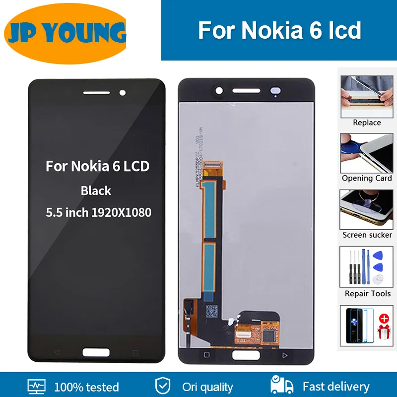 Lcd Original para Nokia Ta1021 Ta-1033 Ta-1025 Lcd Screen Display Toque Digitador Assembléia para Nokia n6 Lcd Substituição 5.5