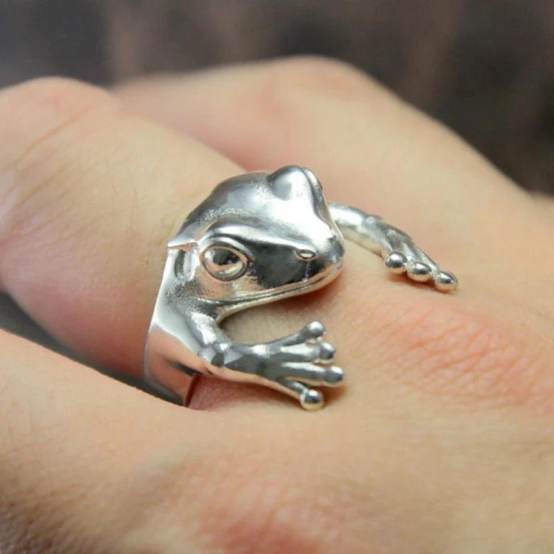 Vintage Gothic Punk Frog Animal Rings for Women Men Charm Rubbit Dog Cat Dragon Paw Opening Finger Jewelry Gifts | Украшения и
