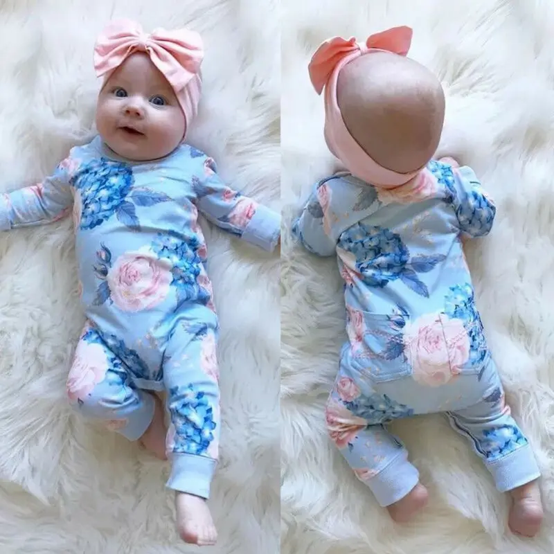 

New Fashion Newborn Romper Floral Jumpsuit Baby Playsuit Girl Outfit Clothes Set