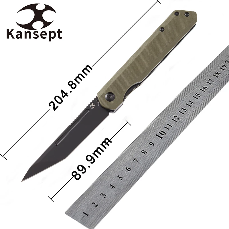 

Карманный нож kanseven Prickle T1012T2 для джентльмена, лезвие 3,53 дюйма, 154 см, зеленая ручка G10, тактический складной нож для кемпинга с передним флиппером