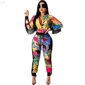 

Womens Tracksuit Set Tassel Long Sleeve Jacket And Two Piece Set Casual Sports Set Suit 2 Piece Outfits For Women Matching Sets