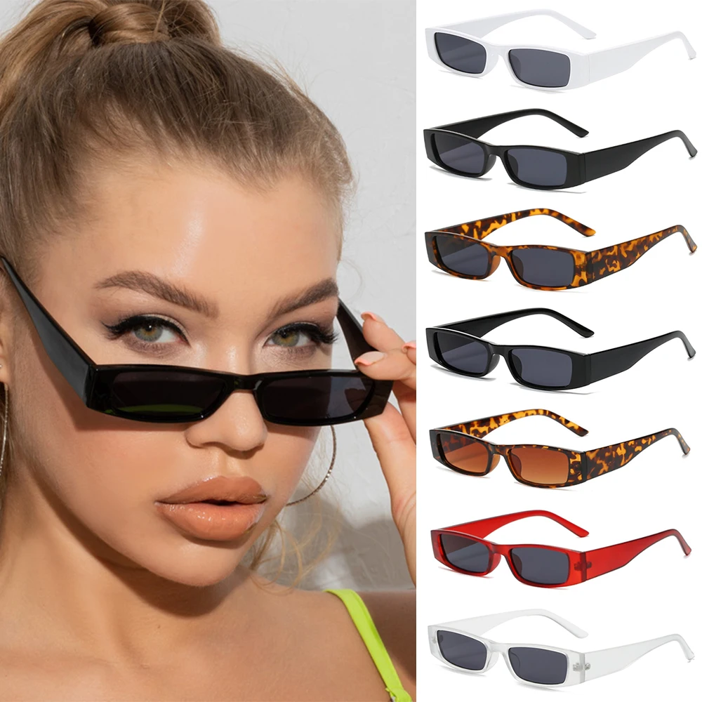 Small Rectangle Sunglasses Retro Narrow Frame UV400 Vintage Square Eyewear