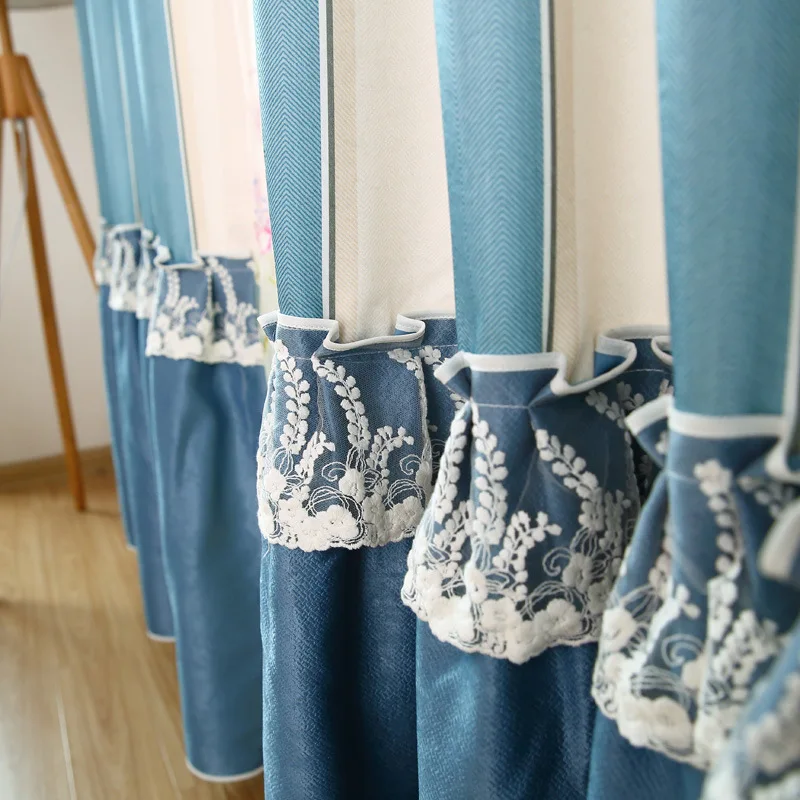 

Lace Stripe Carved Screens Curtains For Living Room Bedroom for Children's Room Korean Style Modern and Simple