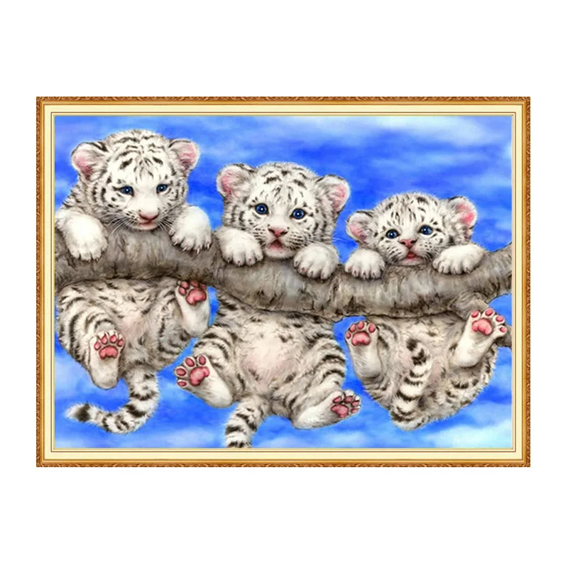 Алмазная 5D мозаика Meian Tigers с квадратными стразами набор для алмазной живописи