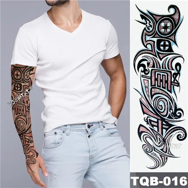 New 1 Piece Temporary Tattoo Sticker Sea of vibrant pink lotus Tattoo with Arm Body Art Big Sleeve Large Fake Tattoo Sticker - Цвет: 14