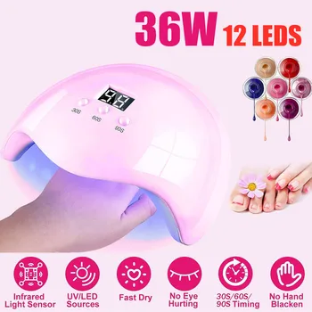 

36W USB UV LED Lamp Nail Dryer Fast Drying Phototherapy Machine Nail Tools Timing Smart Sensors Nails Dryer