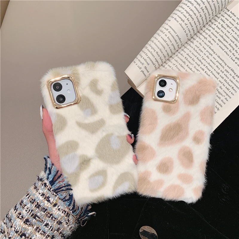 Fashion Warm leopard Plush Phone Case For Huawei P20 P30 pro lite nova 3 4 5 mate 20 honor 8x Furry TPU protective Cover |