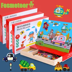 Fosmeteor rompecabezas de madera para niños, juegos de letras, Ayuda de enseñanza, alfabeto inglés, juguetes educativos de aprendizaje