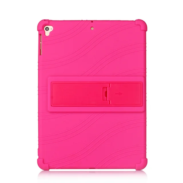 rose red Силиконовые противоударные Чехлы для iPad 5 6 iPad Air/Air 2/Pro 9,7/для нового iPad 9,7 / 9," Tablet принципиально Капа кейс для детей+ подставка для ручек - Цвет: rose red