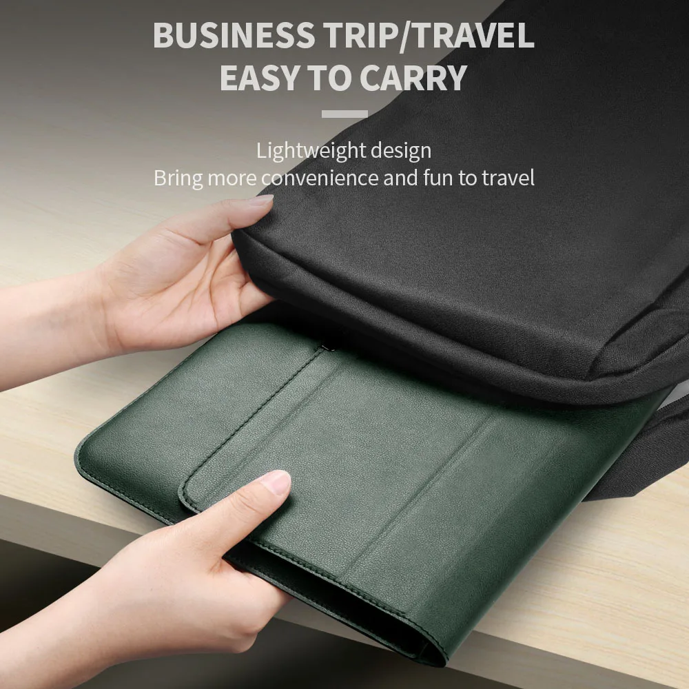 Laptop Sleeve Case Bag For MacBook Air Pro M1 13 A2338 A2337 PU Leather Laptop Carry Sleeve for 12 13 13.3 16 Leather Sleeve Bag