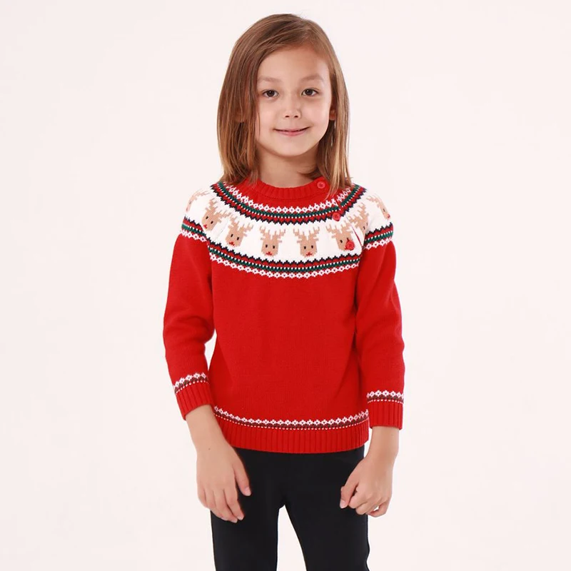 Осенне-зимняя детская одежда Рождественский свитер для маленьких девочек 0-5 лет вязаные свитера для маленьких мальчиков детские свитера с рисунком оленя
