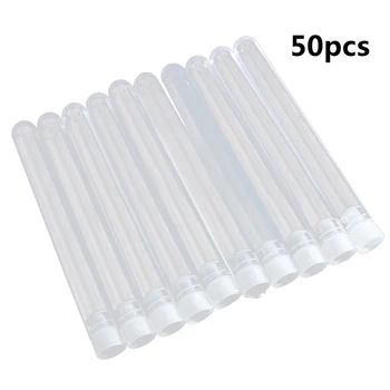 

50pcs Clear Plastic Test Tube With Cap 12/15x100mm U-shaped Bottom Long Test Tube Lab Supplies Home Storage Bottles