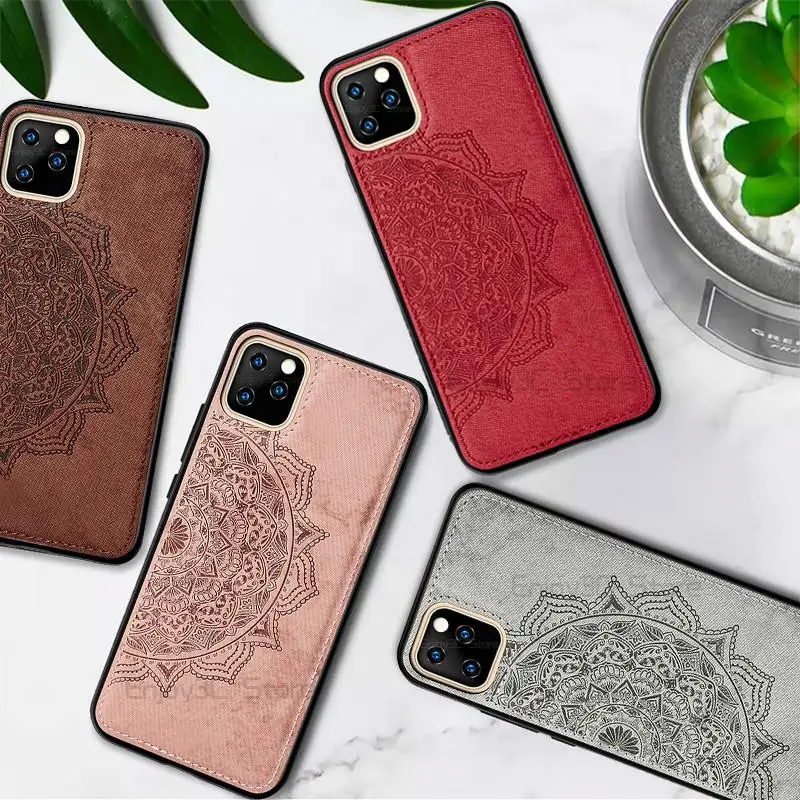 

Mandala Floral Soft Cloth Case For iPhone 11 Pro Max 6 6S 7 8 Plus X XS MAX XR Magnetic Shockproof Cotton Fabric Case TPU Cover