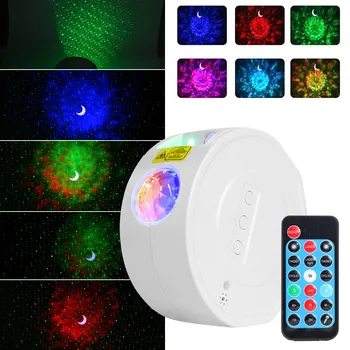 

USB LED Starry Sky Projector Light 6 Color Sea Wave Bluetooth Music Player Night Lamp with Remote Control Laser Projection Lamp