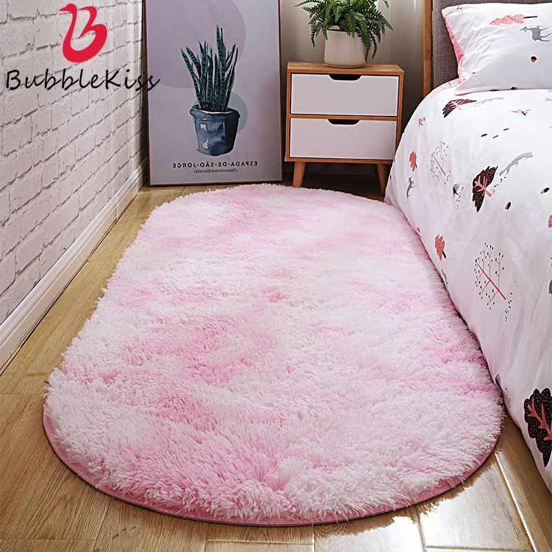 Bubble Kiss Oval Fluffy Carpet For Living Room Plush Bedroom Rugs 4.5cm