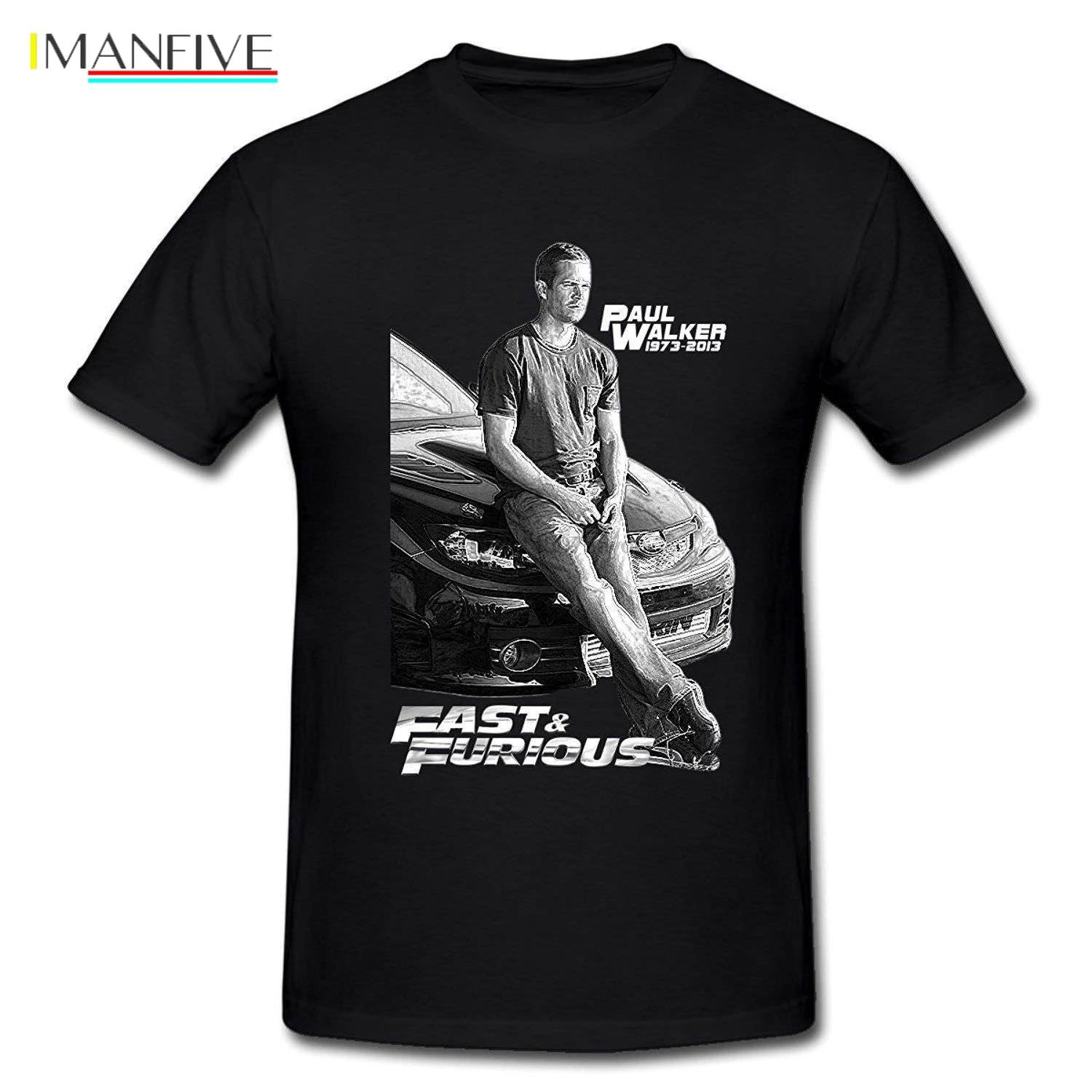 

New Paul Walker Street Racinger Fast Furious T-shirt Mens Casual Black Shirts