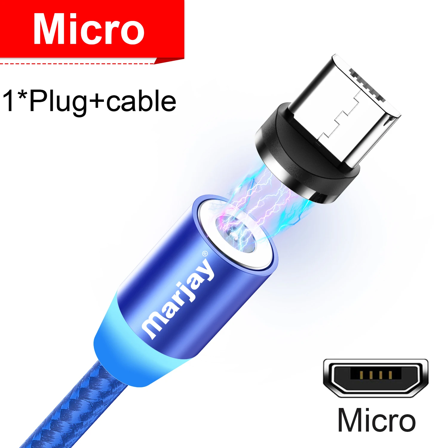 Blue Micro Cable Marjay Магнитный кабель Micro usb type C кабель для iPhone samsung Android Быстрая зарядка магнит зарядное устройство мобильный телефон USB провод шнур - Цвет: Blue Micro Cable