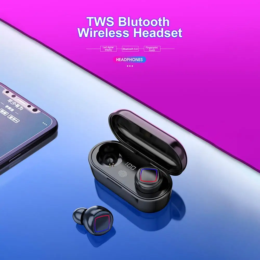 Bluetooth V5.0 сенсорные настоящие беспроводные наушники HiFi стерео отпечатков пальцев HD двусторонние звонки телефон 120h с зарядкой белый